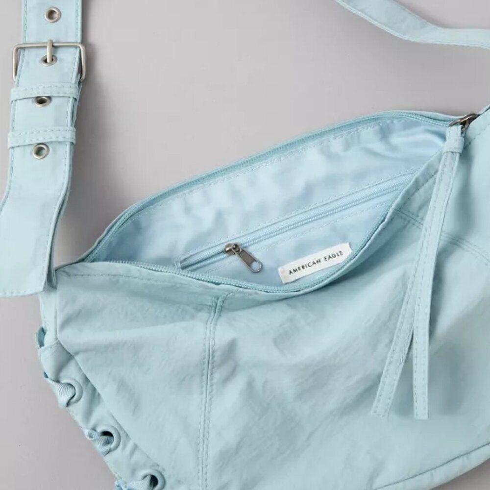 American Eagle Women's Safari Mini Light Blue Slouch Bag NWOT - Picture 3 of 11